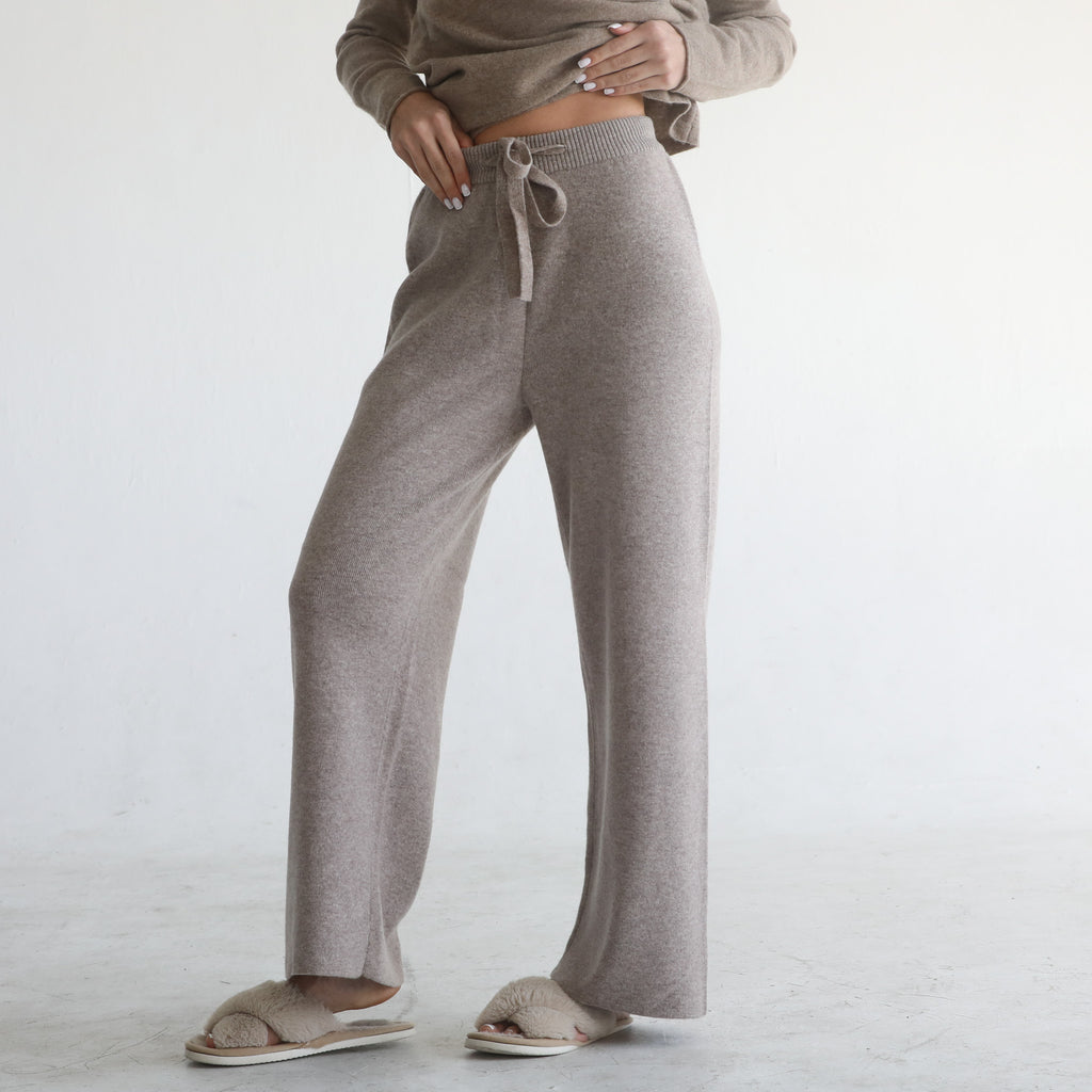 100% merino wool pants wide-leg