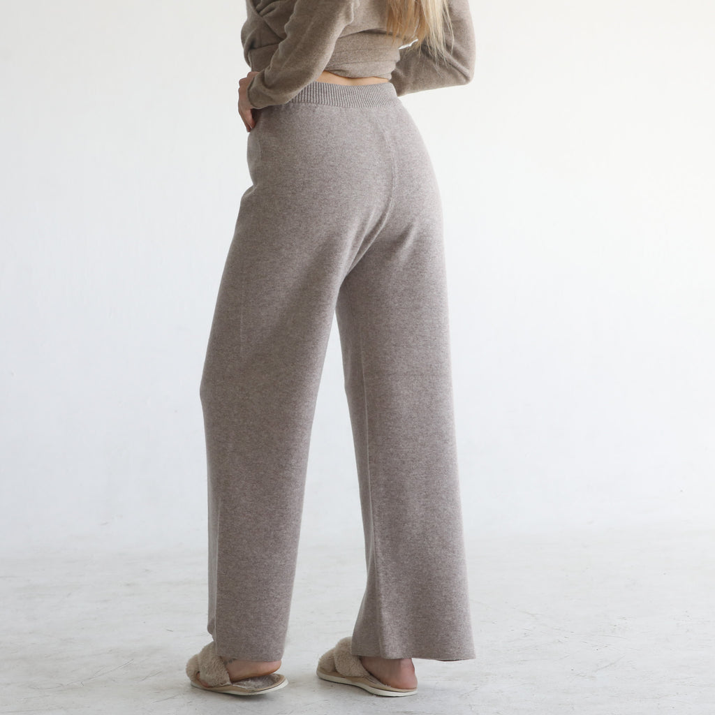 100% merino wool pants wide-leg