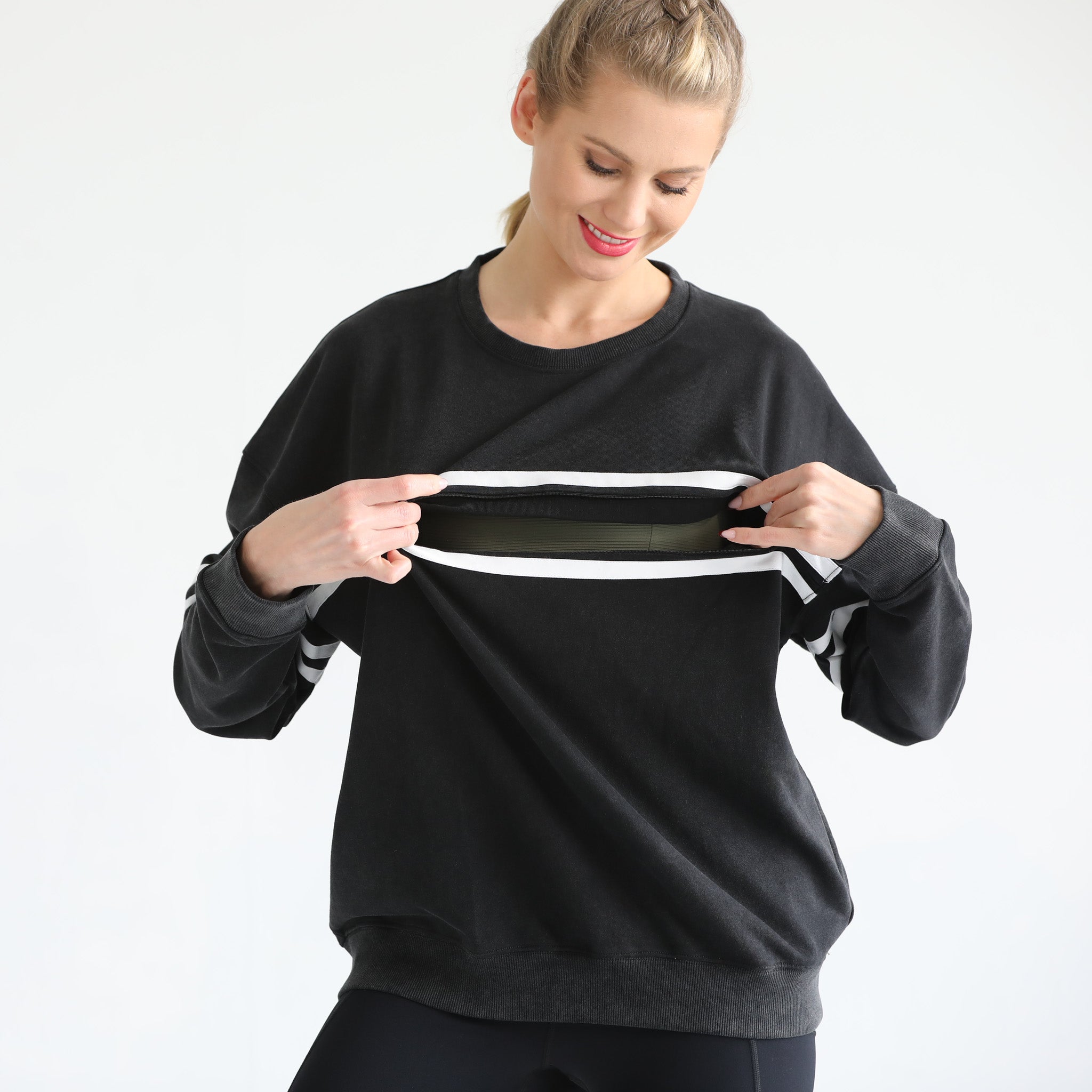 slouchy oversized nursing sweatshirt, sweat and milk