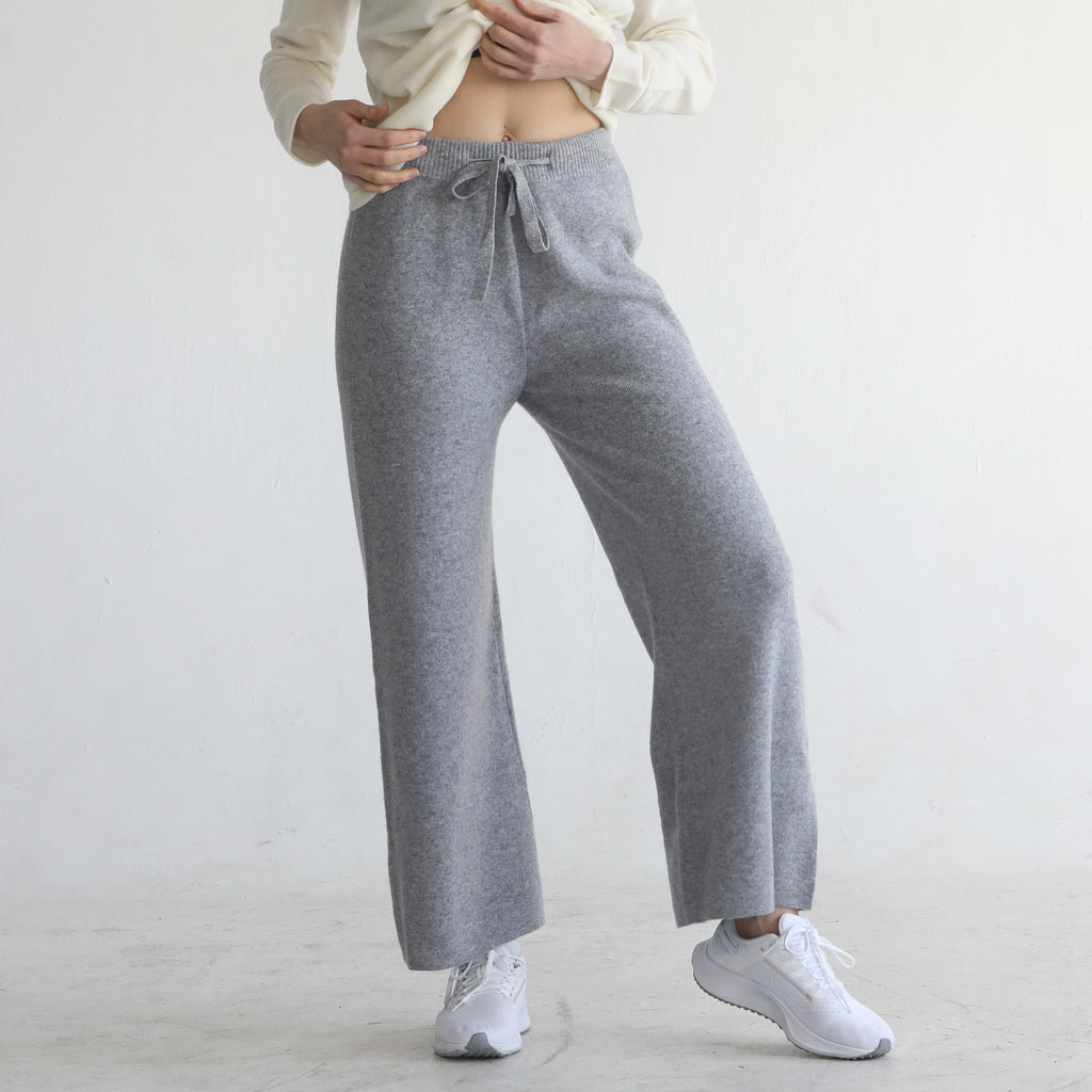 100% merino wool pants wide-leg