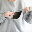 Oversized nursing pregnancy sweatshirt with zippers, sweat and milk