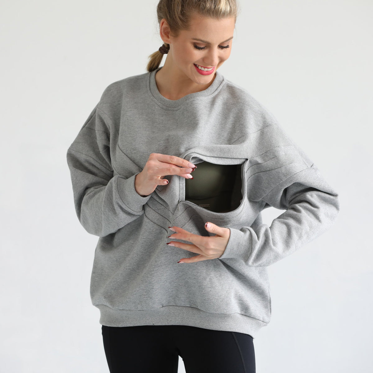 Isabella oversized nursing and pregnancy sweatshirt in Heather Gray