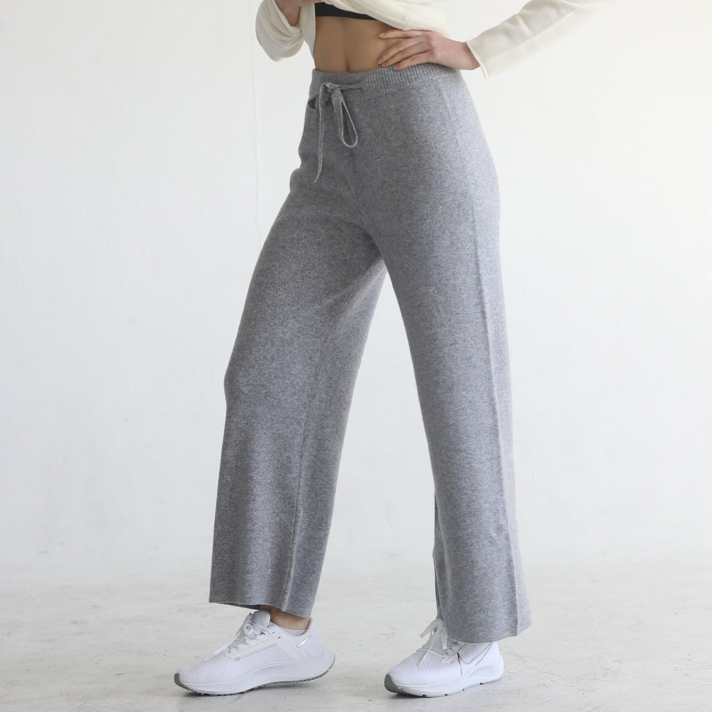 100% merino wool pants wide-leg