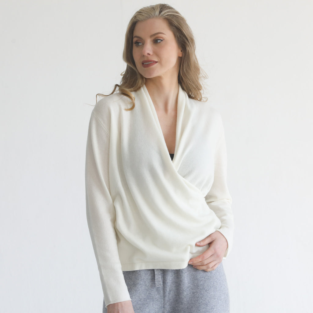 100% cashmere wrap sweater nursing crossover