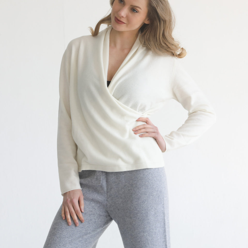 100% cashmere wrap sweater nursing crossover