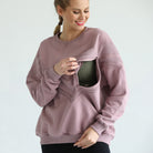 Oversized nursing pregnancy sweatshirt with zippers, sweat and milk