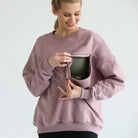 Oversized nursing pregnancy sweatshirt with zippers, sweat and milk