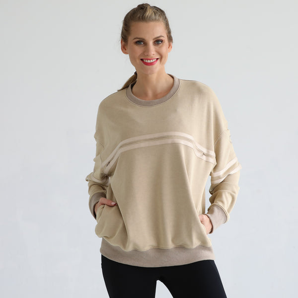 Celine Slouchy Nursing Pullover (Heather Gray) in Sandy Dunes