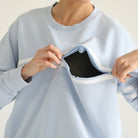 Sloucy oversized nursing sweatshirt with zippers and pockets, sweat and milk
