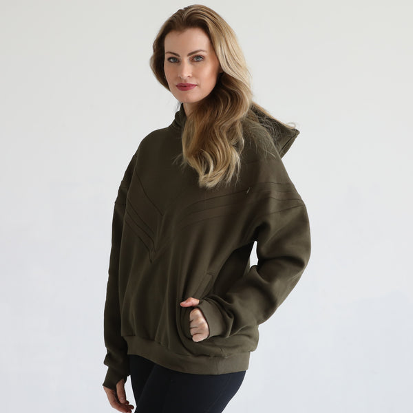Isabella Ultra Soft Oversized Nursing & Pregnancy Hoodie (Noir) in Olive Tree