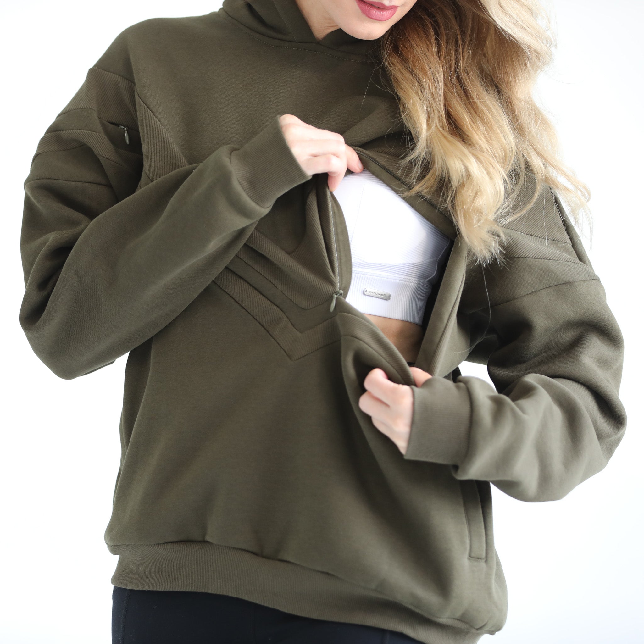 Oversized nursing and pregnancy hoodie, sweat and milk