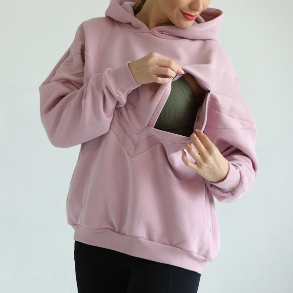 Isabella Ultra Soft Oversized Nursing & Pregnancy Hoodie (Noir) in Lavender Smoke