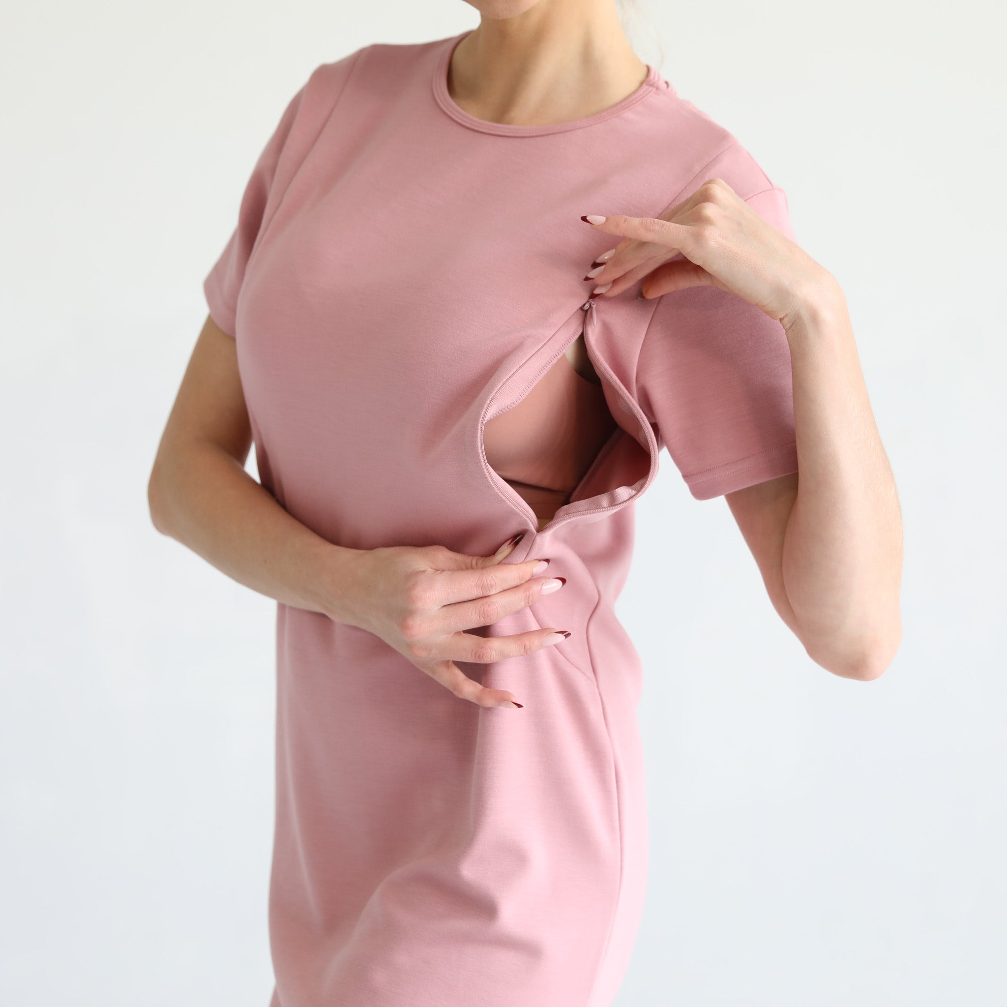 nursing t shirt dress Isla Nursing T-Shirt Dress (Toasted Mauve) M/L / Toasted Mauve