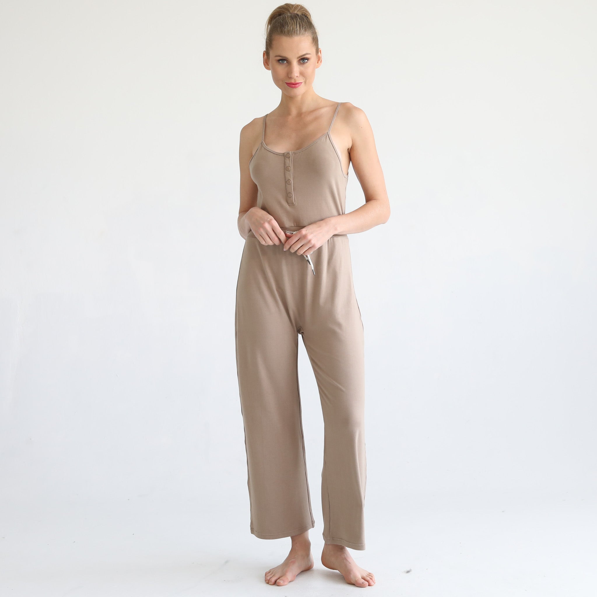 Nursing friendly jump suit, wide legged, sweat and milk