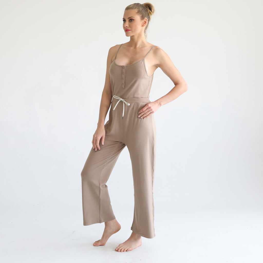 Nursing friendly jump suit, wide legged, sweat and milk