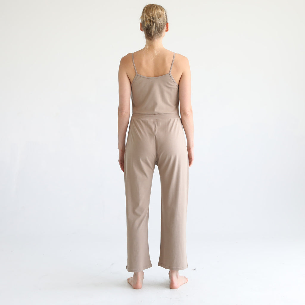 Nursing friendly jump suit, wide legged, sweat and milk