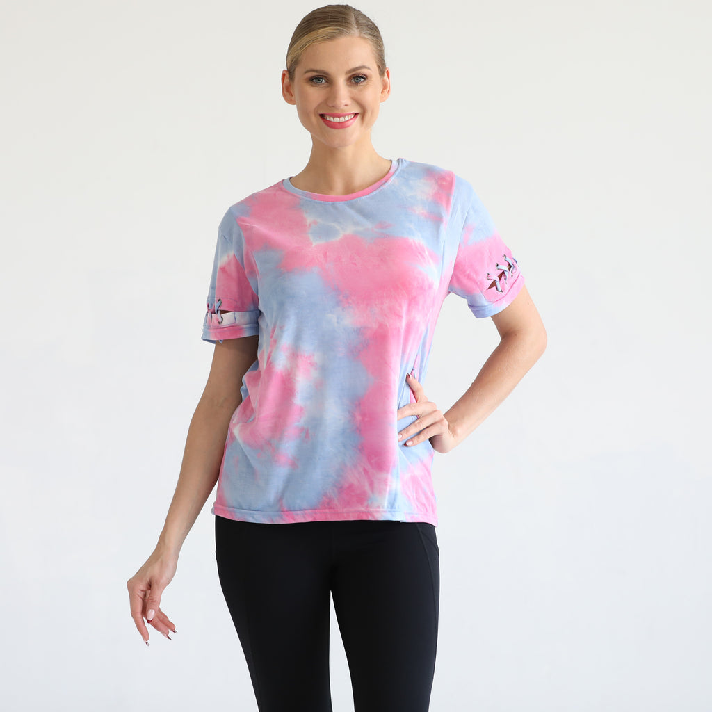 loose fit nursing t shirt with zippers, sweat and milk