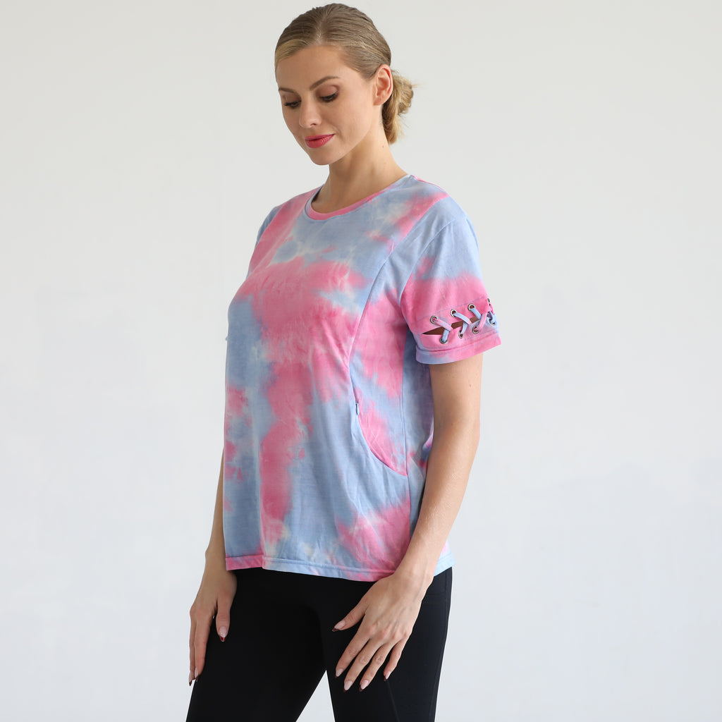 loose fit nursing t shirt with zippers, sweat and milk