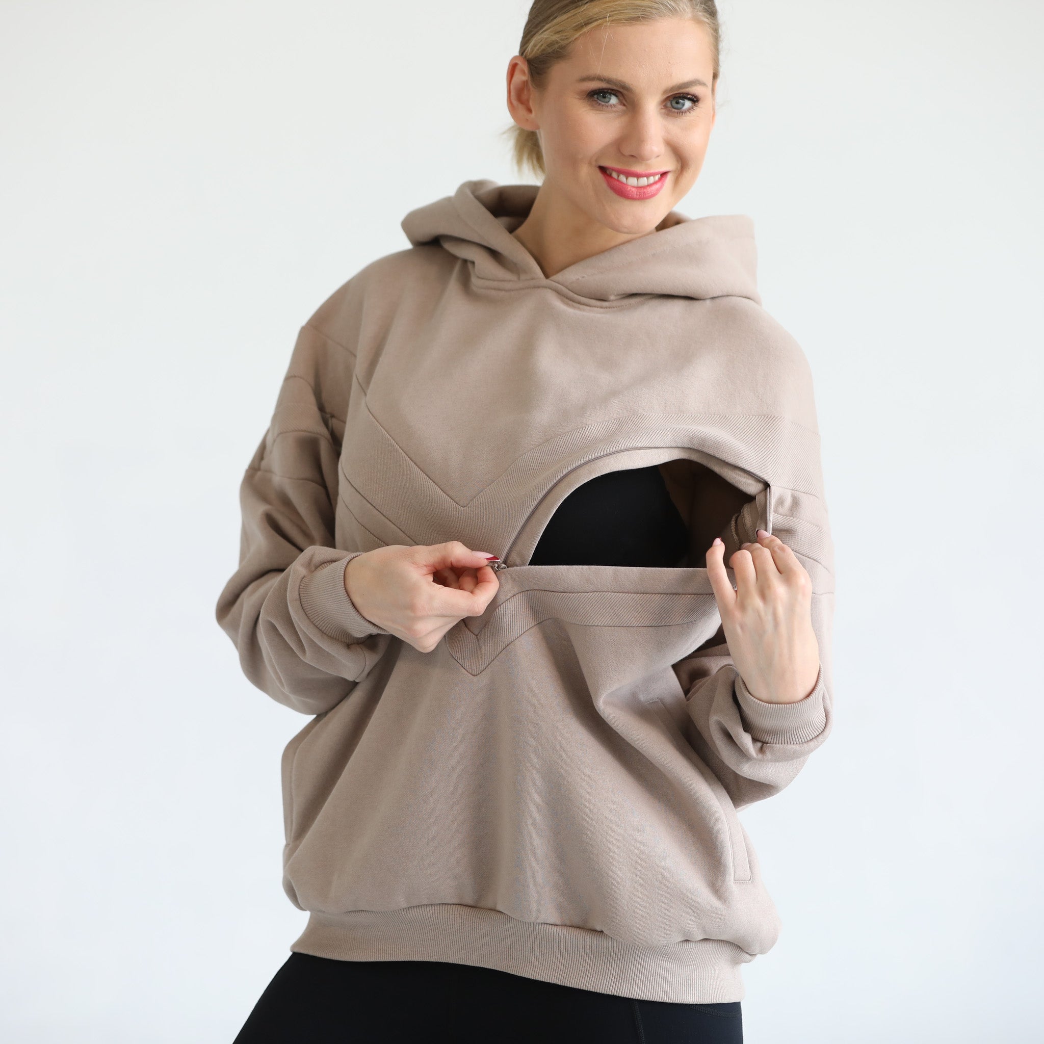 Oversized nursing and pregnancy hoodie, sweat and milk