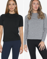 Aria Nursing Tee Duo | Noir Short Sleeve & Heather Gray Long Sleeve