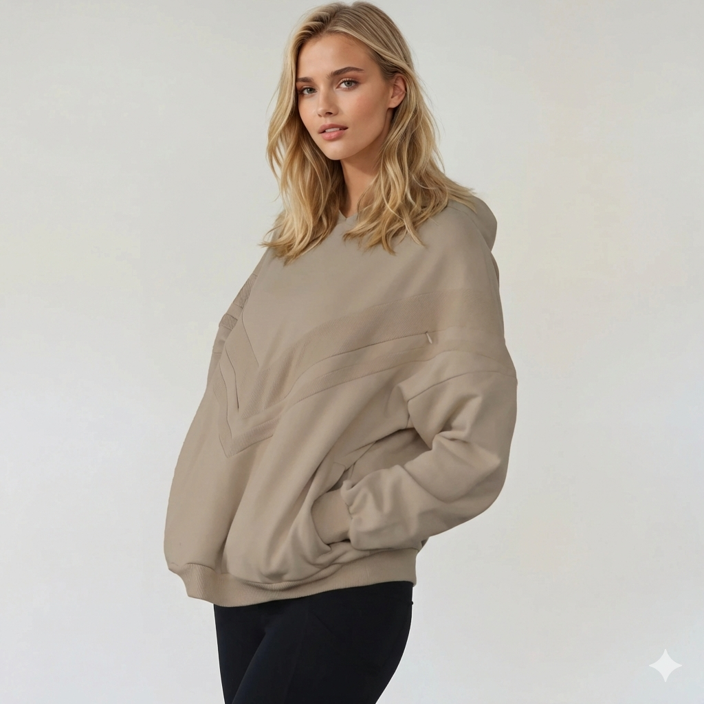 Nursing hoodie, oversized, organic cotton, invisible zipper, sweat and milk, front shot 