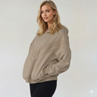 Nursing hoodie, oversized, organic cotton, invisible zipper, sweat and milk, front shot 