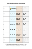 Hook & eye bra size chart