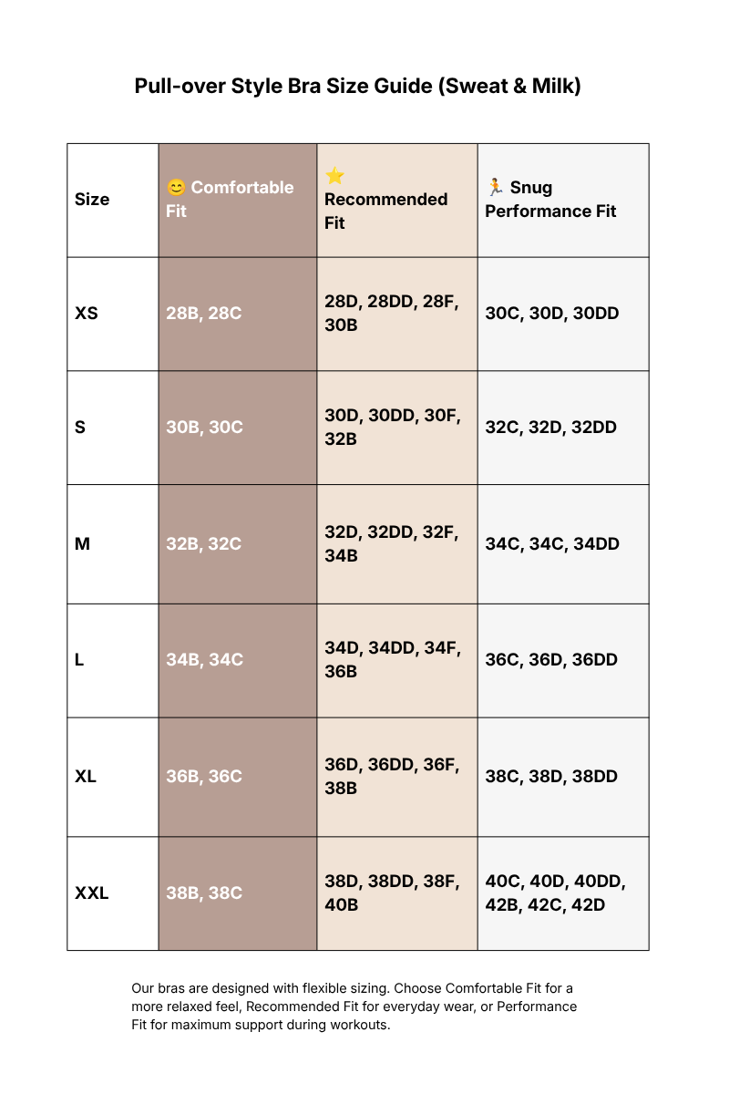 Pullover bra size chart vertical
