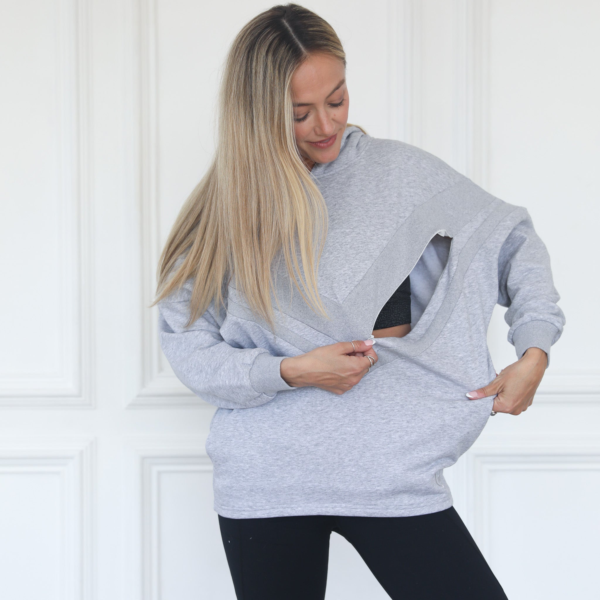 Organic Nursing Maternity hoodie, invisible zipper, sweat and milk