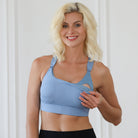 Chloe 3 running high impact nursing sports bra, big chested, big cups, sweat and milk