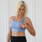 Chloe 3 running high impact nursing sports bra, big chested, big cups, sweat and milk