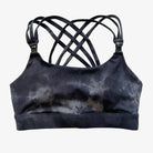 Chloe 4 Running Nursing and Pumping Sports Bra, black, strappy back, supportive, stylish, mid high impact, high coverage, supportive, large chest, black tie dye, sweat and milk