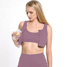 Capucine 2 nursing and hands free pumping nursing sports bra, high impact, high coverage, Lavender smoke - Sweat and Milk