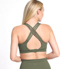Chloe 3 Running Nursing Sports Bra, strappy back, supportive, high impact, olive - Sweat and Milk