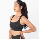 Chloe 4 Running Nursing and Pumping Sports Bra, black, strappy back, supportive, stylish, mid high impact, high coverage, supportive, large chest, black cheetah, sweat and milk