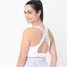 Chloe 4 Running Nursing and Pumping Sports Bra, black, strappy back, supportive, stylish, mid high impact, high coverage, supportive, large chest, white floral, sweat and milk