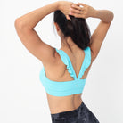Madison Ruffle Nursing Sports Bra, Medium support, running, largest breast, aqua