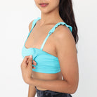 Madison Ruffle Nursing Sports Bra, Medium support, running, largest breast, aqua