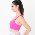Madison Ruffle Nursing Sports Bra, Medium support, running, largest breast, hot pink