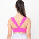Madison Ruffle Nursing Sports Bra, Medium support, running, largest breast, hot pink