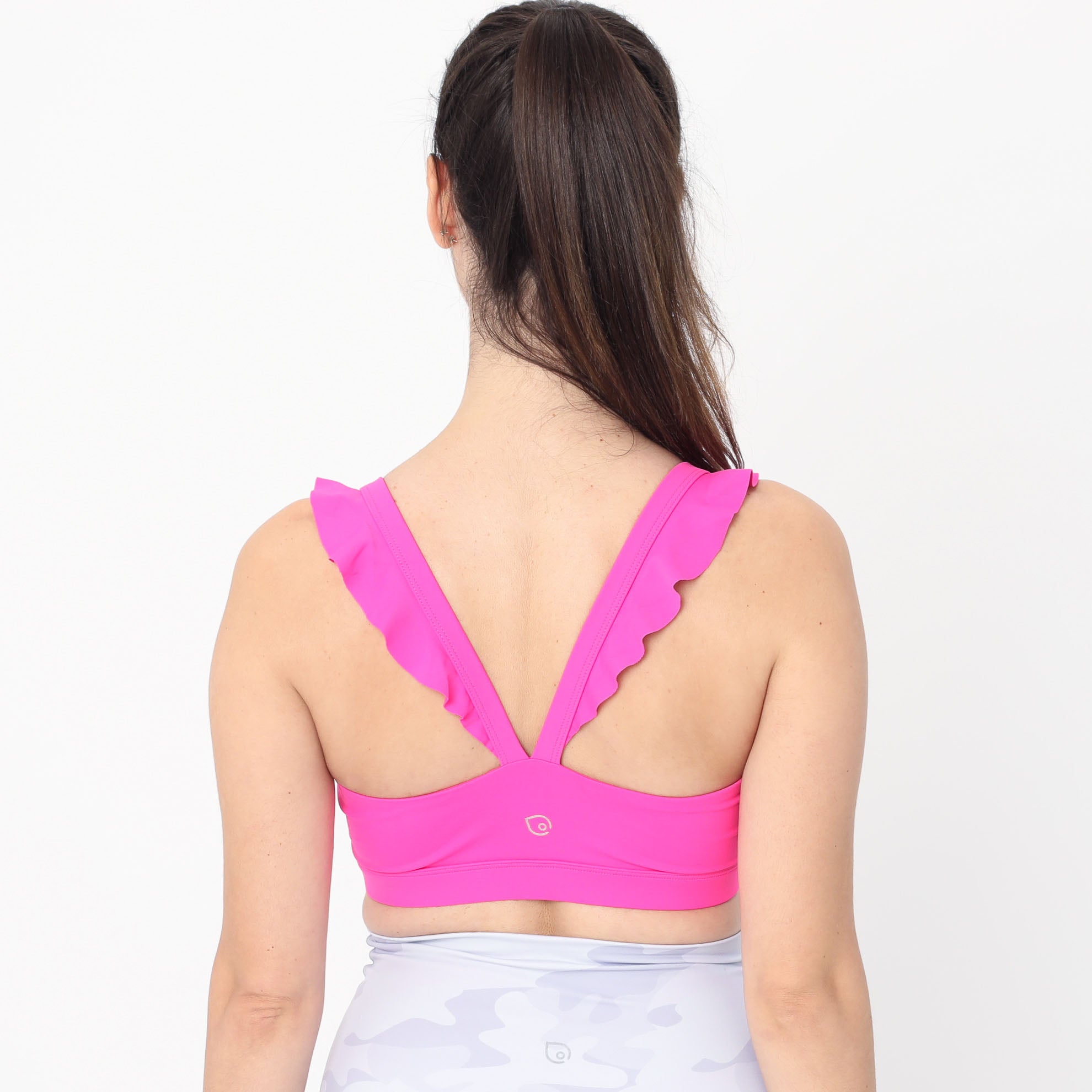 Madison Ruffle Nursing Sports Bra, Medium support, running, largest breast, hot pink