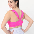 Madison Ruffle Nursing Sports Bra, Medium support, running, largest breast, hot pink