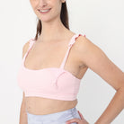 Madison Ruffle Nursing Sports Bra, Medium support, running, largest breast, blush pink