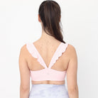 Madison Ruffle Nursing Sports Bra, Medium support, running, largest breast, blush pink