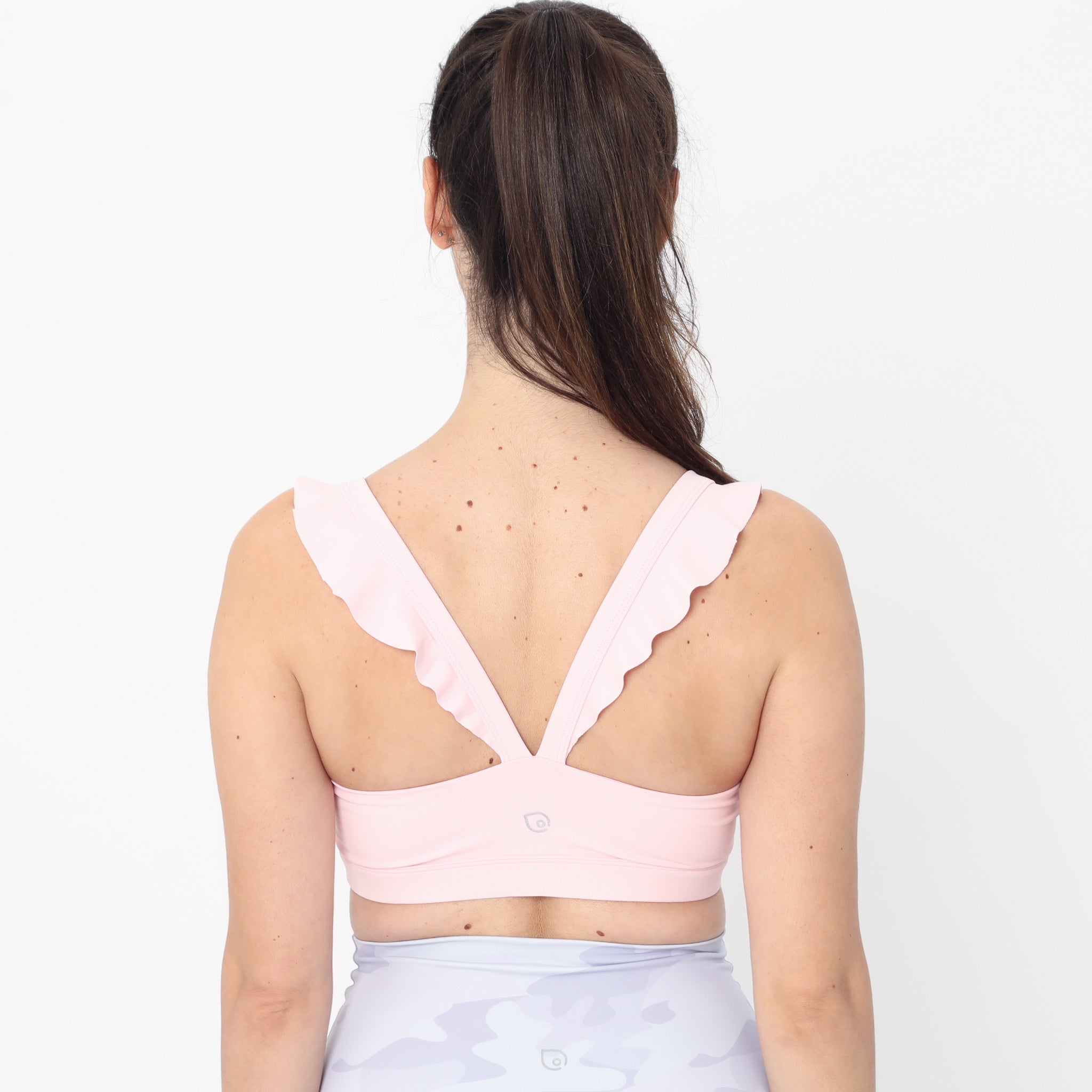 Madison Ruffle Nursing Sports Bra, Medium support, running, largest breast, blush pink