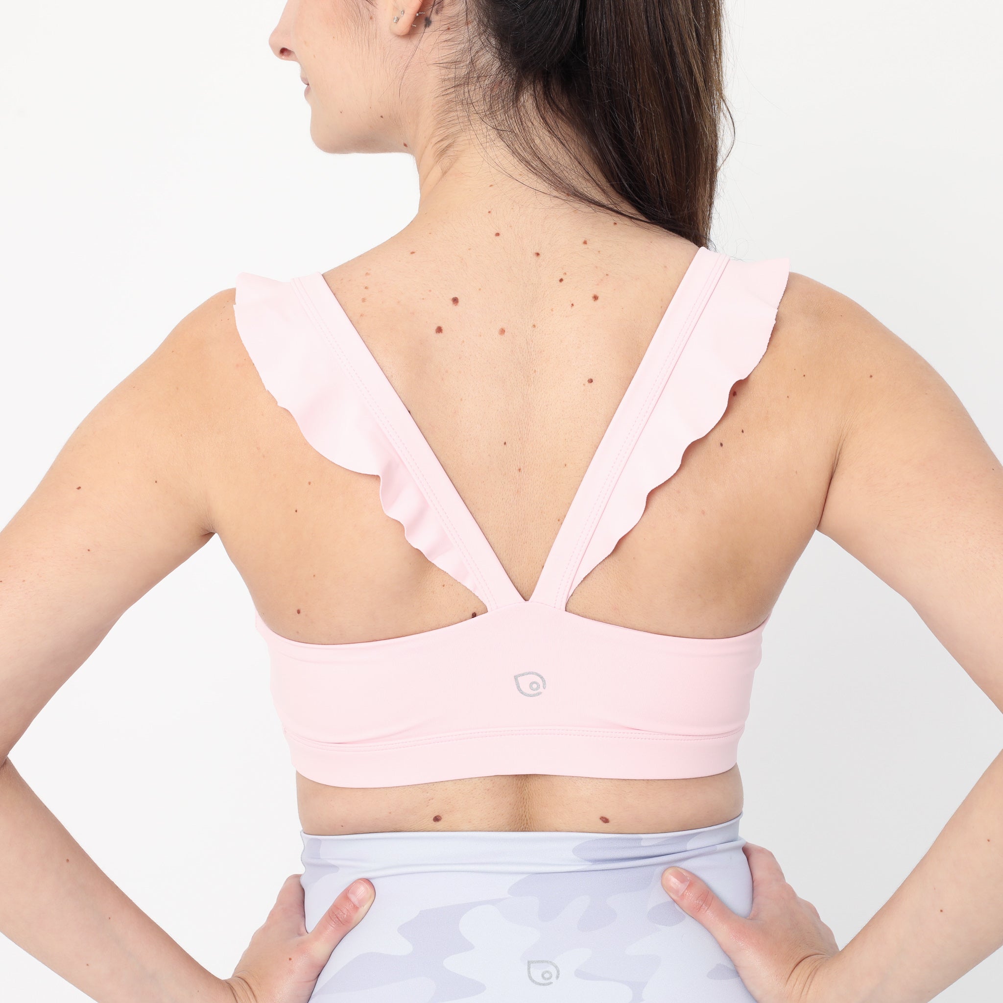 Madison Ruffle Nursing Sports Bra, Medium support, running, largest breast, blush pink