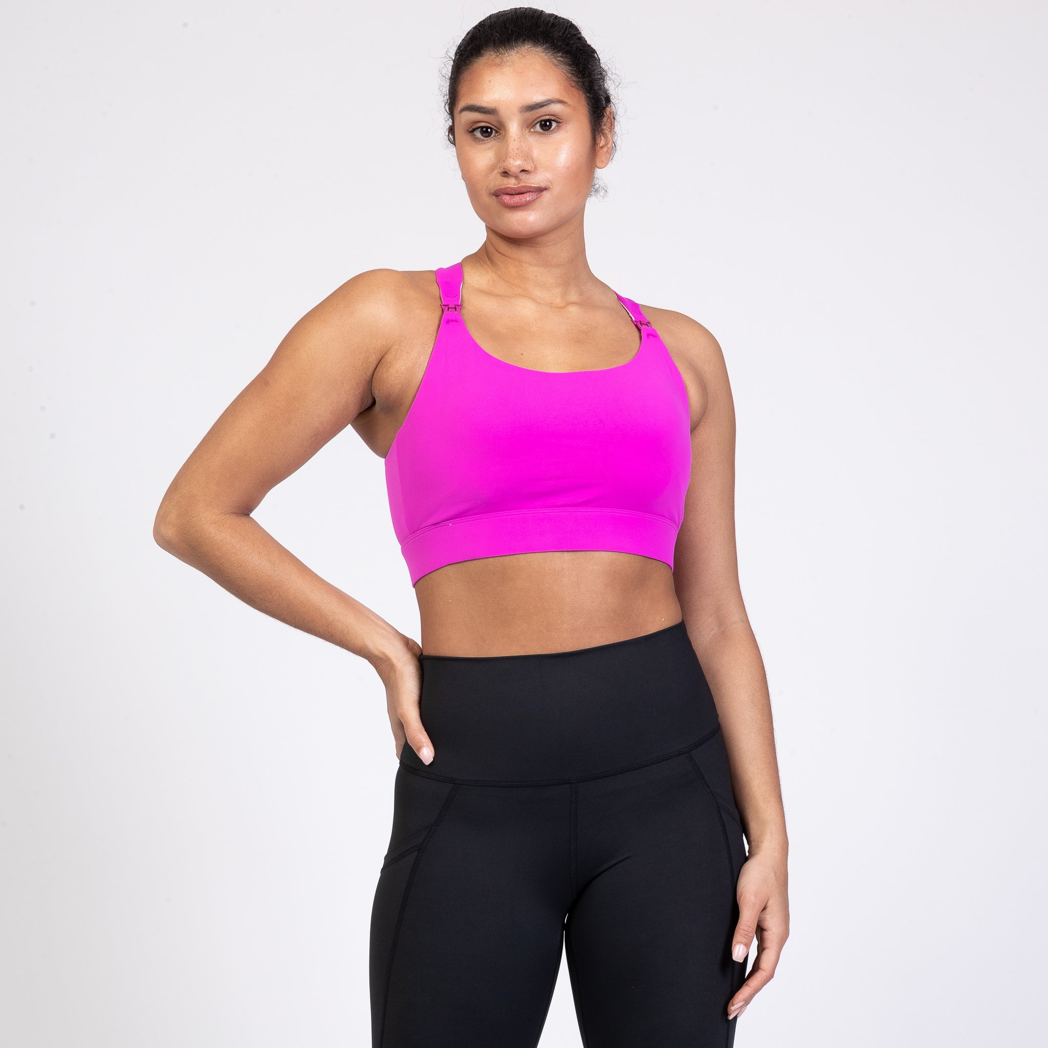 Venice 3 High Impact nursing sports bra for DDD cup, big chested, dragon fruit, Sweat and Milk