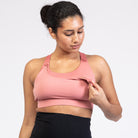 Venice High Impact Nursing Sports Bra, clip down nursing bra, large cups, adjustable, peach, Sweat and Milk