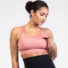 Venice High Impact Nursing Sports Bra, clip down nursing bra, large cups, adjustable, peach, Sweat and Milk