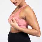 Venice High Impact Nursing Sports Bra, clip down nursing bra, large cups, adjustable, peach, Sweat and Milk